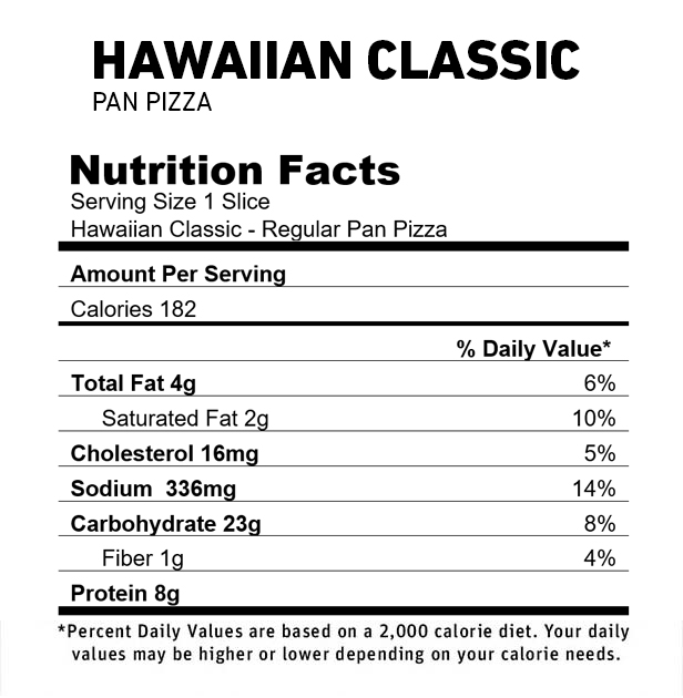 calories in 4 slices of hawaiian pizza