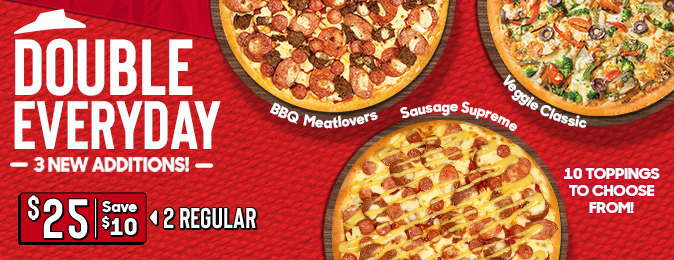 Double Tuesday & Thursday – Regular Pizzas