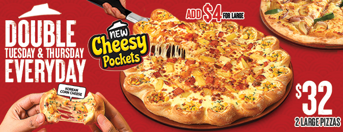 Double Tuesday & Thursday – Large Pizzas